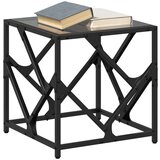 vidaXL Stolić za kavu s crnom staklenom površinom 40x40x41 cm čelik | shoptok.hr