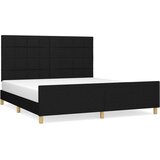  Posteljni okvir z vzglavjem črn 180x200 cm blago, (20795079) | Shoptok.si
