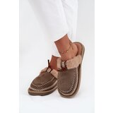 Boto Women's slippers with fur and embroidery Green Perivelle | Shoptok.si