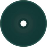 vidaXL Razkošen umivalnik okrogel mat temno zelen 32,5x14 cm keramičen | Shoptok.si