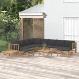 The Living Store Vrtna sedežna garnitura 12-delna temno sive blazine bambus - Vrtna Sedežna Garnitura, (21424000) | Shoptok.si