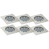 QAZQA Komplet 6 talnih reflektorjev aluminijastih kvadratnih vklj. LED IP65 Solar - Terry u