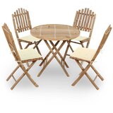  5-dijelni sklopivi vrtni blagovaonski set od bambusa Siva 40 x 40 x 7 cm | Shoptok.si