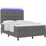 vidaXL Box Spring Krevet s madracem i LED tamno siva 140x200 cm Tkanina | shoptok.hr