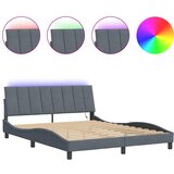Maison Chic Posteljni okvir - Dvoposteljna postelja - Zakonska postelja z LED lučkami temno siv 160x200 cm žamet, (21696810) | Shoptok.si