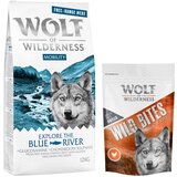 Wolf of Wilderness 12 kg suhe hrane + Snack gratis! - "Explore The Blue River" Mobility - piščanec & losos + Wide Acres - piščanec (monoprotein) | Shoptok.si