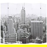 Furnova Zložljiv paravan 228x170 cm New York podnevi črn in bel, (21929863) | Shoptok.si