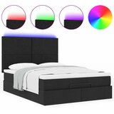  Otomanski krevet s madracem i LED crni 140x190 cm tkanine | shoptok.hr