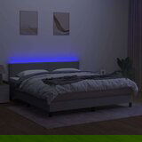  Krevet box spring s madracem LED svjetlosivi 180x200 cm tkanina | shoptok.hr
