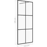 vidaXL pregrada za tuširanje s prozirnim staklom ESG 115 x 195 cm crna | shoptok.hr
