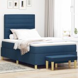 vidaXL Krevet s oprugom s madracem i klupom Plavi 120x200 cm Tkanina | shoptok.hr