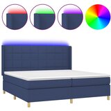  box spring s madracem LED plavi 200x200 cm od tkanine | shoptok.hr