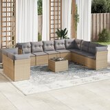vidaXL 11-dijelni set vrtnih sofa od poliratana s jastucima bež Cijene
