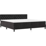  LED Box Spring Krevet s uzglavljem Crna 200 x 200 cm Baršun | shoptok.hr