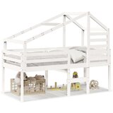 vidaXL Visoka postelja s streho bela 75x190 cm trdna borovina, (21243281) | Shoptok.si