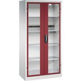 C+P Omara za polnjenje akumulatorjev BASIC, vrata s šipo, svetlo sive / rubinasto rdeče barve | Shoptok.si