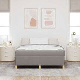 Box Postelja z vzmetnico Taupe in bela 140 x 190 cm blago | Shoptok.si