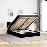  Otomanski krevet s madracem i LED crni 140x200 cm od tkanine Slike