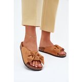 Boto Women's Cork Sole Slippers With Bow Camel Seressa | shoptok.hr