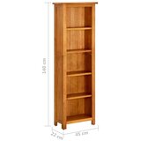 vidaXL police za knjige s 5 razina 45x22x140 cm od masivne hrastovine | shoptok.hr