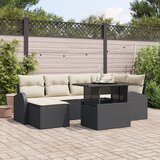 vidaXL 7-delni vrtni sofa set z blazinami Črn poli ratan Cene