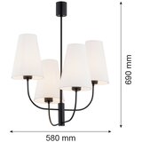  Argon 1822 - Luster na štapu SAFIANO 4xE27/15W/230V crna | Eponuda.com