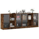  Regal za knjige s vratima boja hrasta 204 x 37 x 75 cm drveni Slike