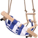  Ljuljačka za bebe sa sigurnosnim pojasom od pamuka i drva plava | shoptok.hr
