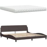 vidaXL Postelja z vzmetnico temno rjava 200x200 cm blago, (22067013) | Shoptok.si