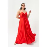 Lafaba Plus Size Evening Dress - Red - Basic Cene