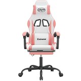  Okretna igraća stolica s osloncem umjetna koža bijelo-ružičasta | shoptok.hr