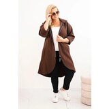 Kesi Włoski Elegant Plus Size women's coat with a collar and large pockets fango | shoptok.hr
