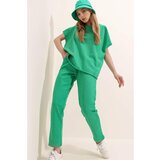 Trend Alaçatı Stili Women's Green Crew Neck Comfortable Fit Tracksuit Set Cene