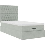 vidaXL Otomanski posteljni okvir z vzmetnicami siv 80x200 cm žamet | Shoptok.si