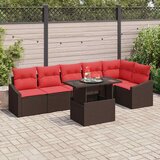  Sjedeća garnitura za vrt 7 kom. Smeđa i crvena poliratan 288.5 x 123.5 x 85 cm | shoptok.hr
