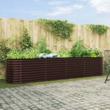 vidaXL Povišana zasadna postelja Rjava Pocinkano jeklo 400 x 80 x 81 cm | Shoptok.si