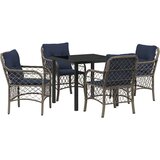 Vrtni set za objed s jastukom 5 pcs Siva i crna Ratan | shoptok.hr