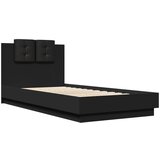  The Living Store Posteljni okvir z vzglavjem črn 75x190 cm inženirski les - Posteljni Okvir, (21447538) | Shoptok.si
