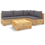 The Living Store Vrtna sedežna garnitura 5-delna z blazinami trdna tikovina - Vrtna Sedežna Garnitura, (21421478) | Shoptok.si