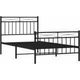  Metalni okvir kreveta uzglavlje i podnožje crni 100x190 cm | shoptok.hr