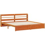  Krevetna konstrukcija s policom Vosak smeđa 200 x 200 cm | shoptok.hr