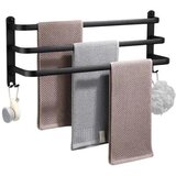 Vilde zidni držač za ručnike 60 cm, 3 prečke + 4 kukice, aluminij – crni | shoptok.hr