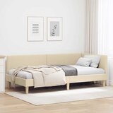  Kutni okvir kreveta Krema 90 cm x 190 cm Tkanina i šperploča | shoptok.hr