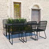  Vrtna garnitura - 7-dijelni vrtni blagovaonski set od poliratana i stakla - Crna Dužina stola 190 cm 6 Cijene