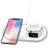 Hoco Original brezžična polnilna postaja c21 3v1 10w qc, brezžični polnilec iphone 14 bel