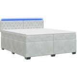 Krevet s box springom madracem i LED-om Svjetlosiva Baršun - Svjetlosiva 200 x 200 cm Kristal s dugmadima | shoptok.hr