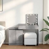  The Living Store Toaletna mizica z LED lučkami betonsko siva 115x37x110,5 cm - Toaletna Mizica, (21497294) Cene