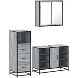  3-dijelni set kupaonskog namještaja siva boja hrasta drveni | shoptok.hr