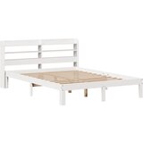 vidaXL Posteljni okvir z vzglavjem bel 135x190 cm trdna borovina, (21304015) Cene