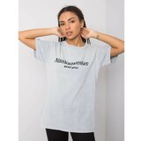 Fashion Hunters RUE PARIS Gray t-shirt with embroidered inscription Cene
